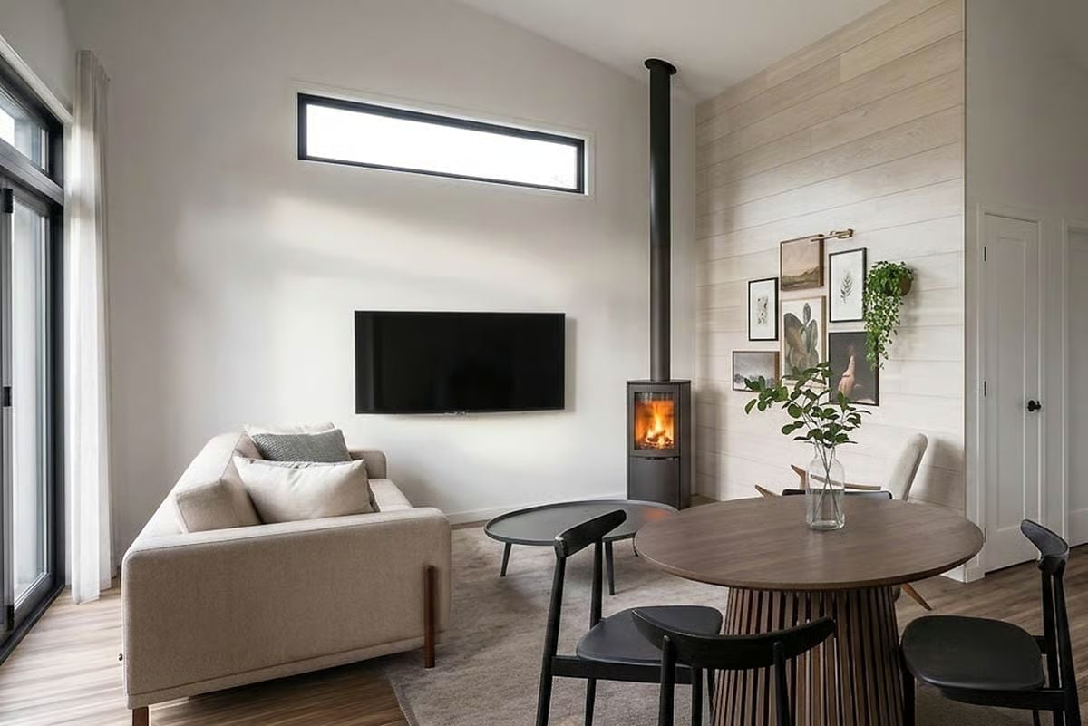 Freestanding Wood Stove Anchors a Room Built Around Warmth