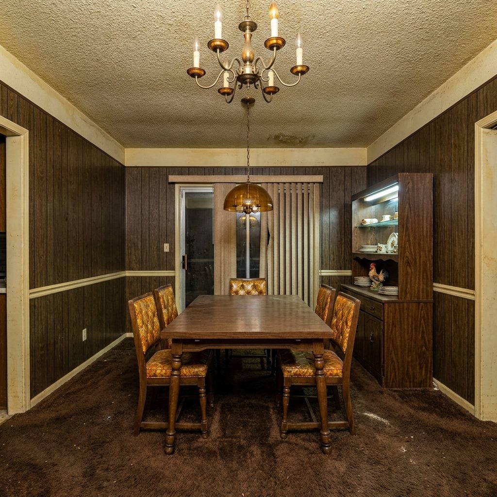 This Popcorn-Ceiling 1970s Dining Room Was Dark, Dated, and Desperate for Help — Here Are the 26 Before & After Designs —