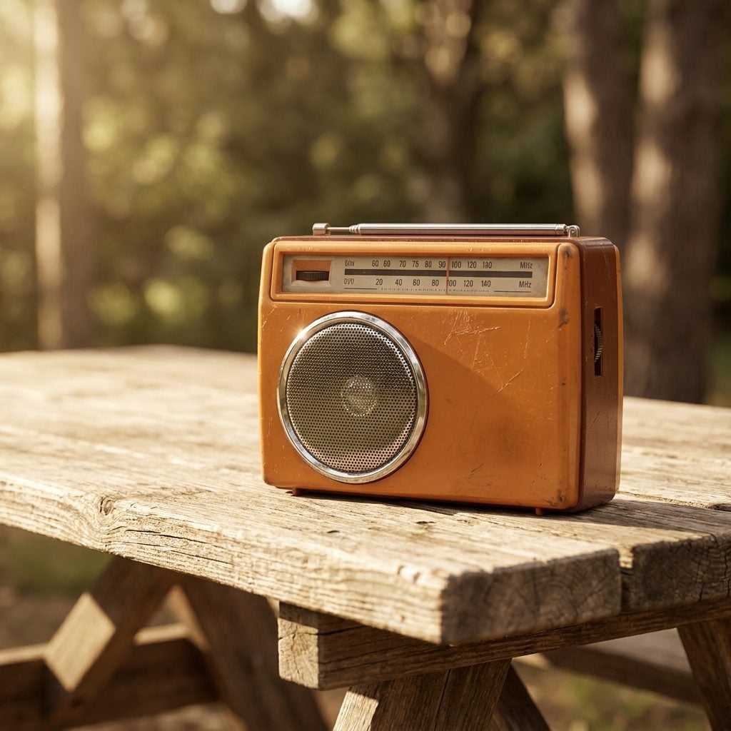 The Portable AM Radio Sitting on the Picnic Table