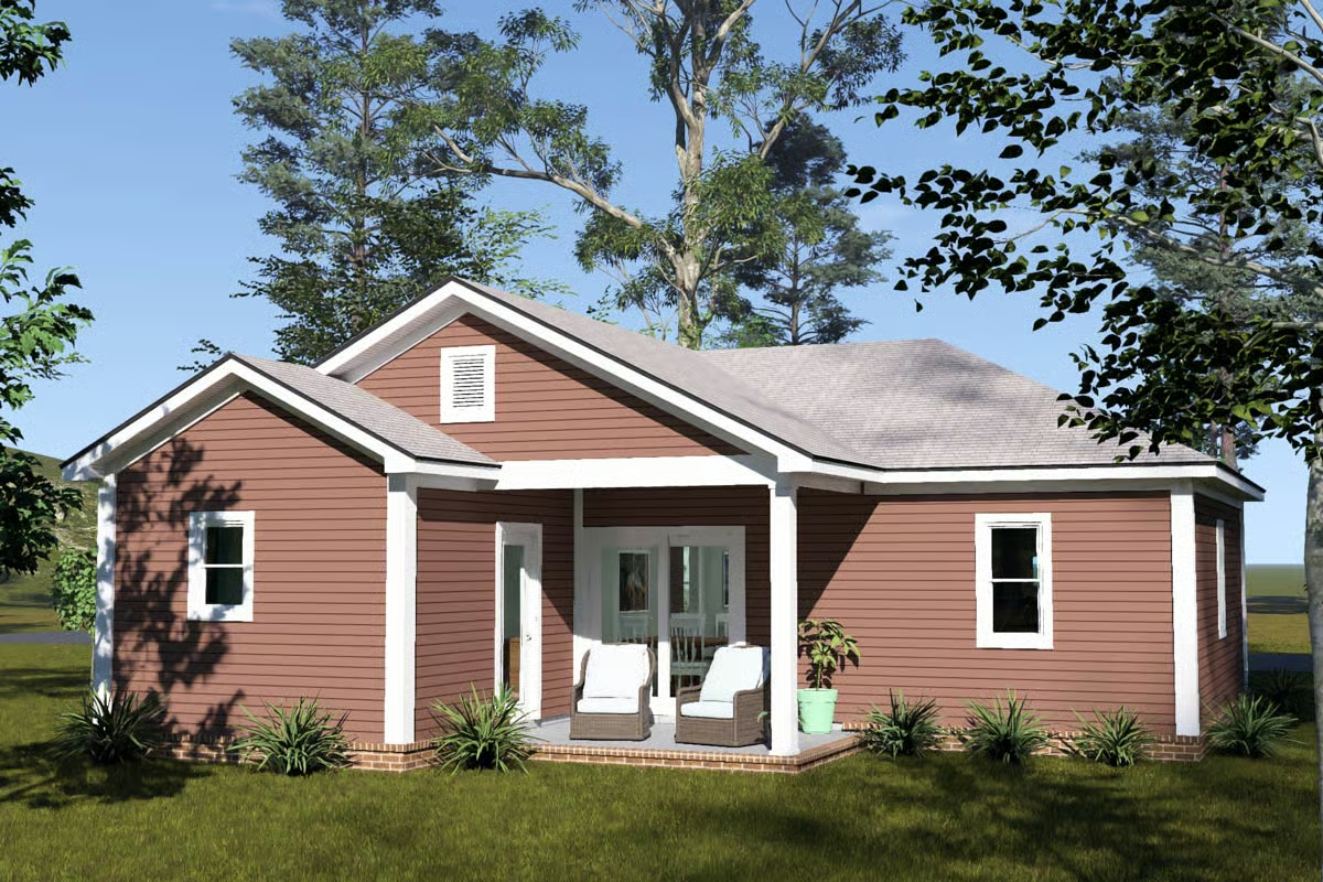 Brick-Red Siding and a Covered Porch Built for Slow Mornings