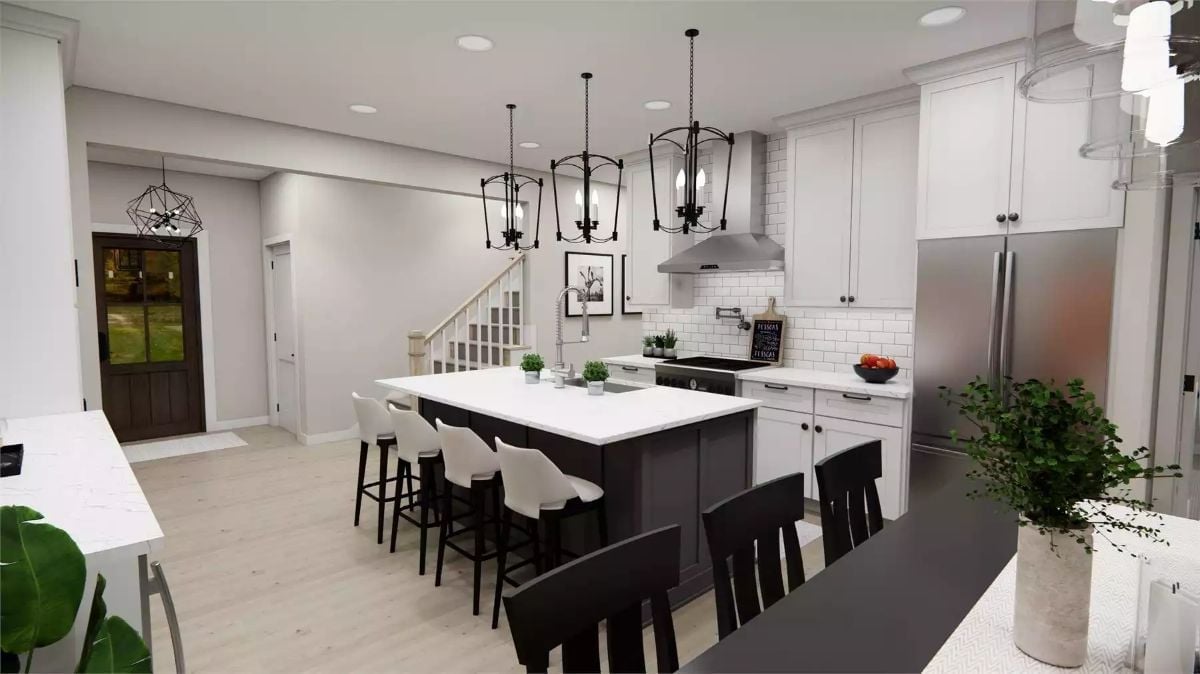Black Island Base, White Everything Else — Wait, No Em-Dashes Allowed. Dark Island, Bright Kitchen.