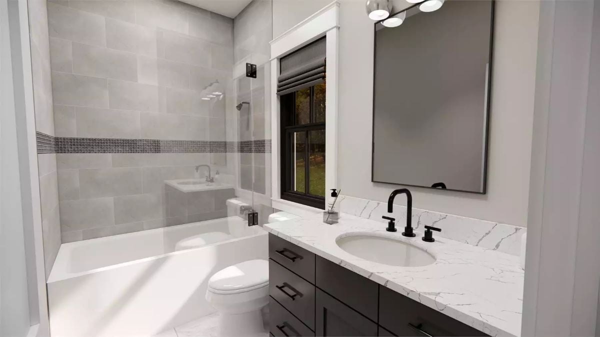 Matte Black Fixtures Pull This Whole Bathroom Into Focus
