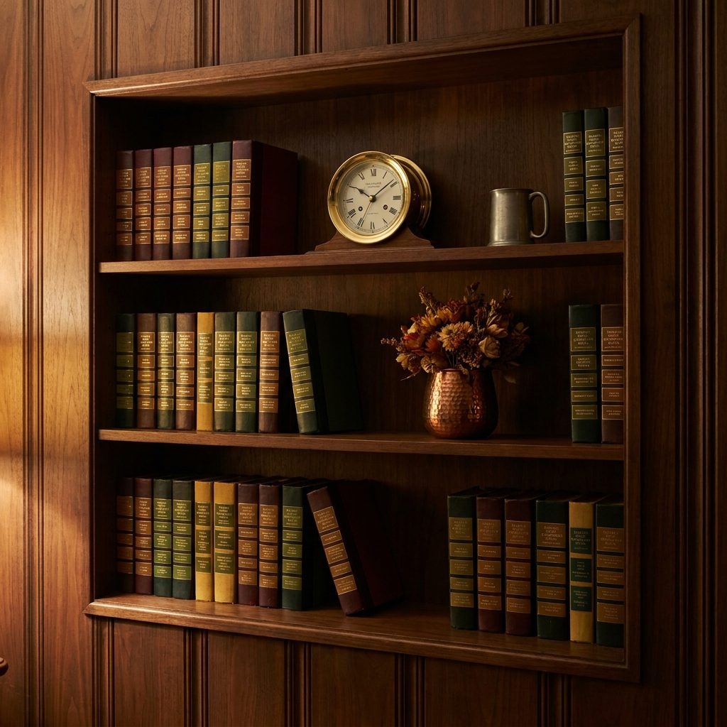 The Recessed Bookshelf Built Into the Paneling That Held Reader's Digest Condensed Books and Nothing Else