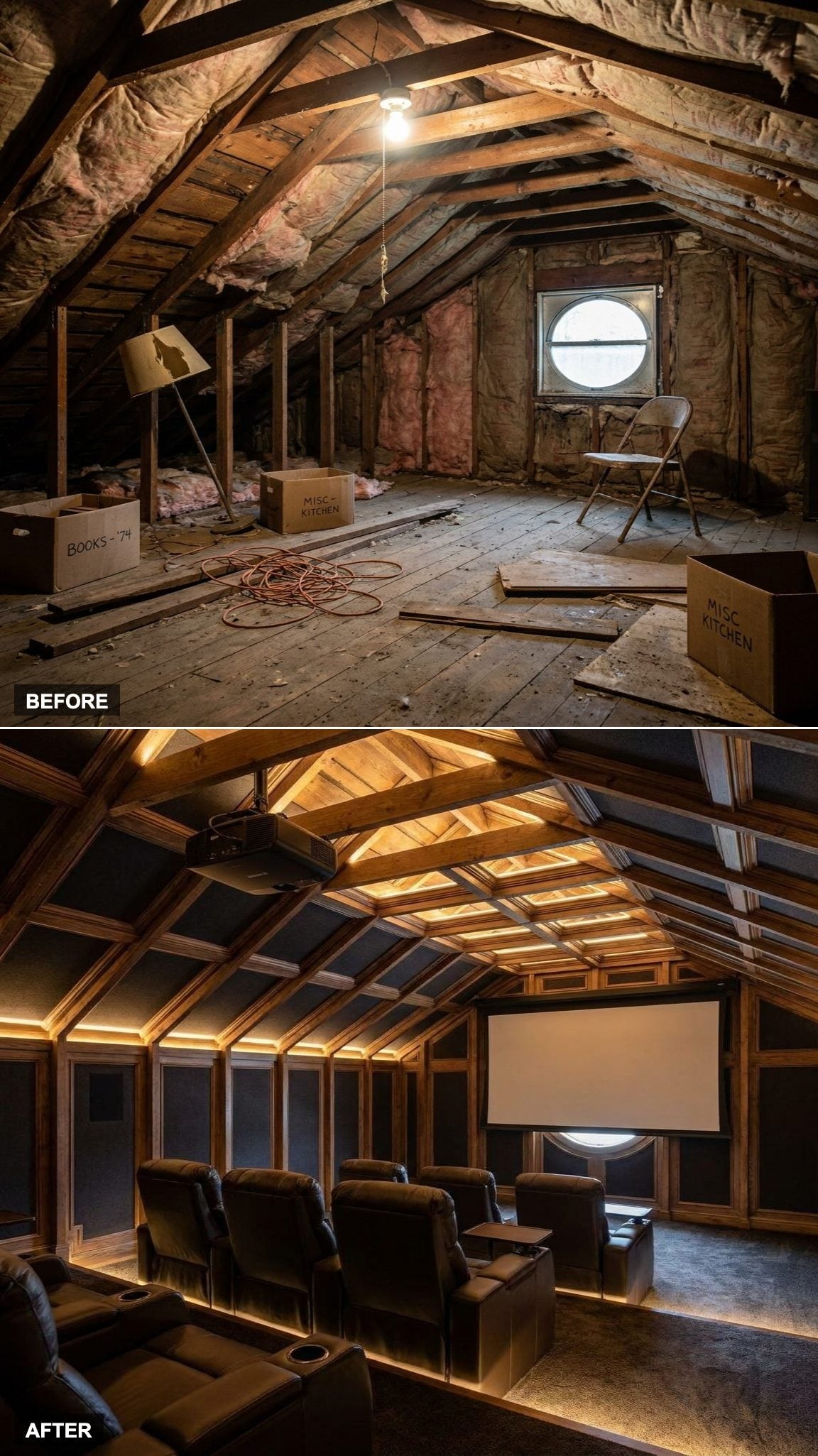 Reclining Seats and Controlled Lighting Create a Secluded Home Theater