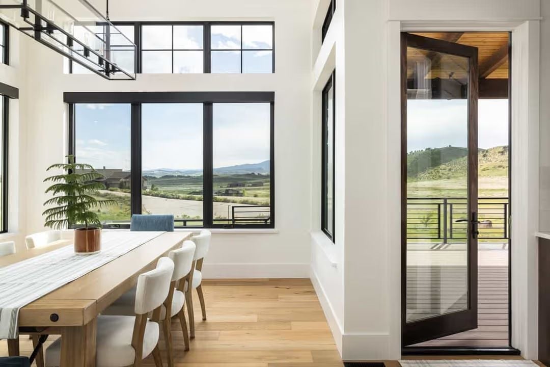 Black-Framed Windows Pull the Foothills Right Into the Dining Room