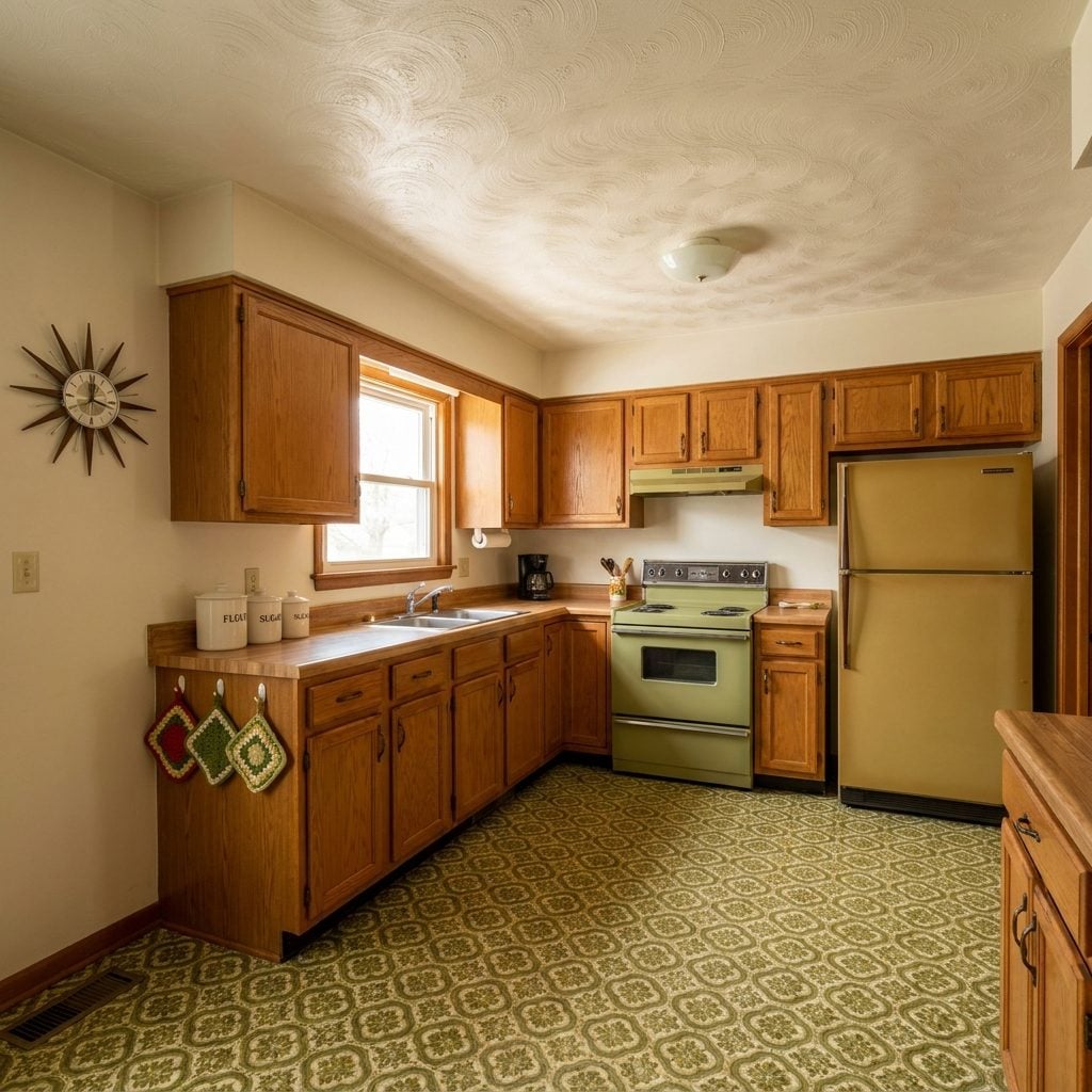 The Roller-Stipple Kitchen Ceiling That Caught the Breakfast Steam