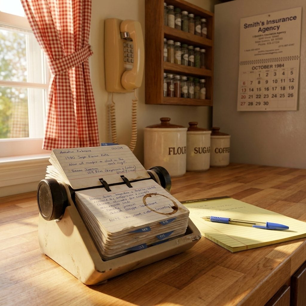 The Rolodex on the Kitchen Counter Getting Flipped for a Phone Number