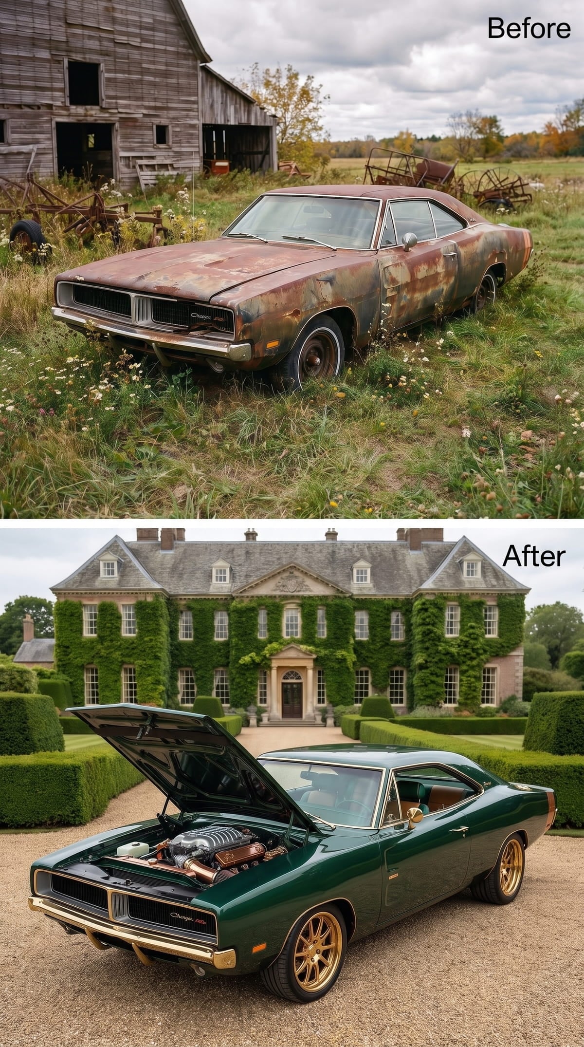 Deep Green and Gold Give American Muscle an Old-World Setting