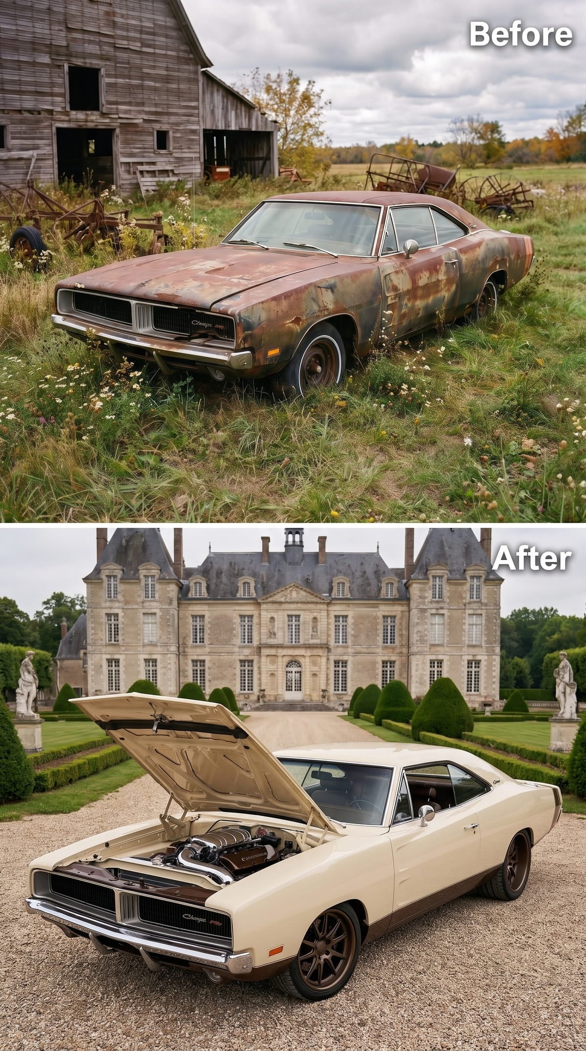 Warm Ivory Against Château Stone Keeps the Charger From Feeling Clinical