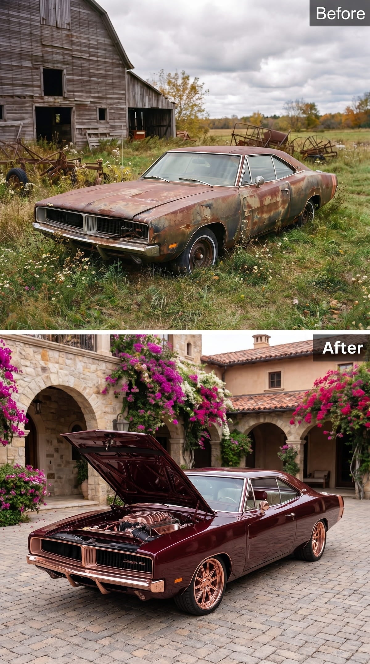 Dark Cherry and Rose Gold Make the Engine Bay Part of the Color Story