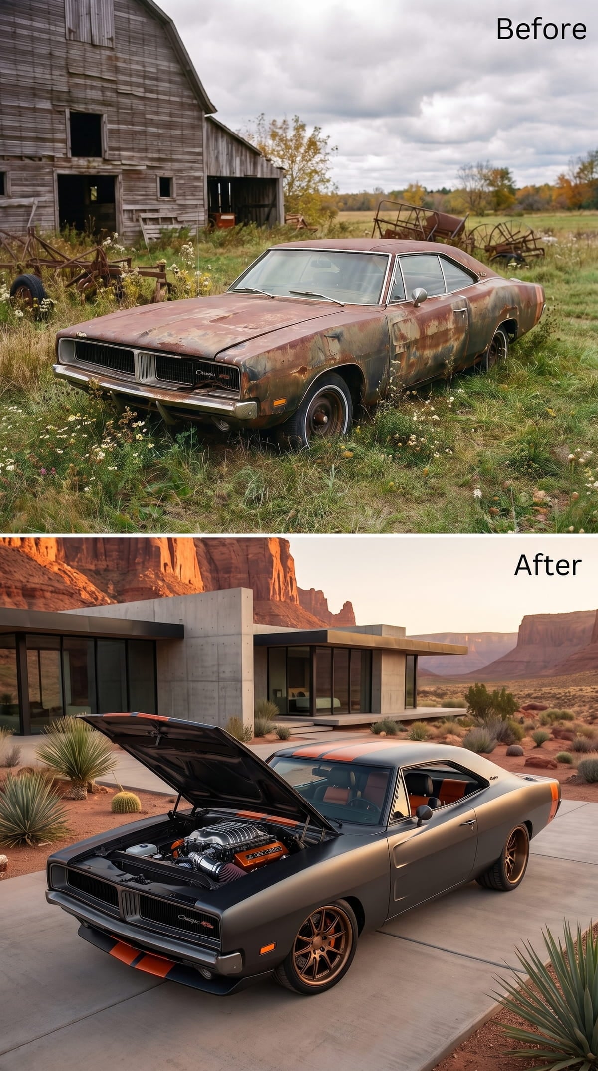 Gunmetal and Orange Stripes Bring the Charger Into Red-Rock Country
