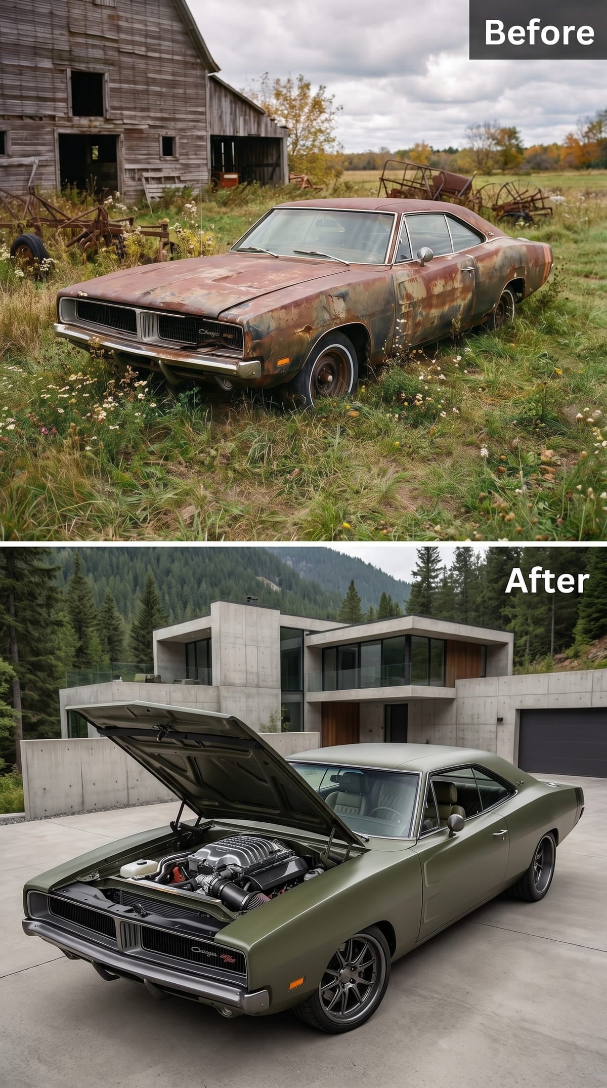 Matte Army Green Turns the Bodywork Into Architecture