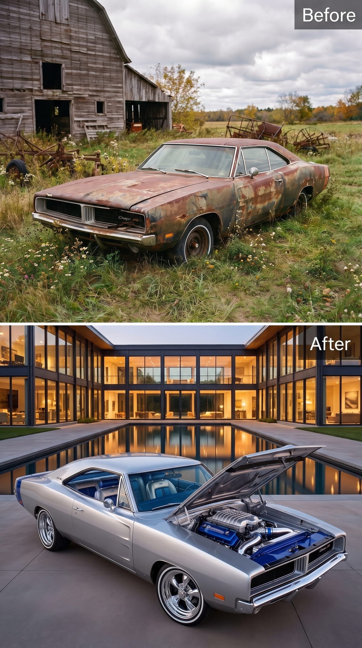 Silver Outside, Cobalt Inside the Engine Bay