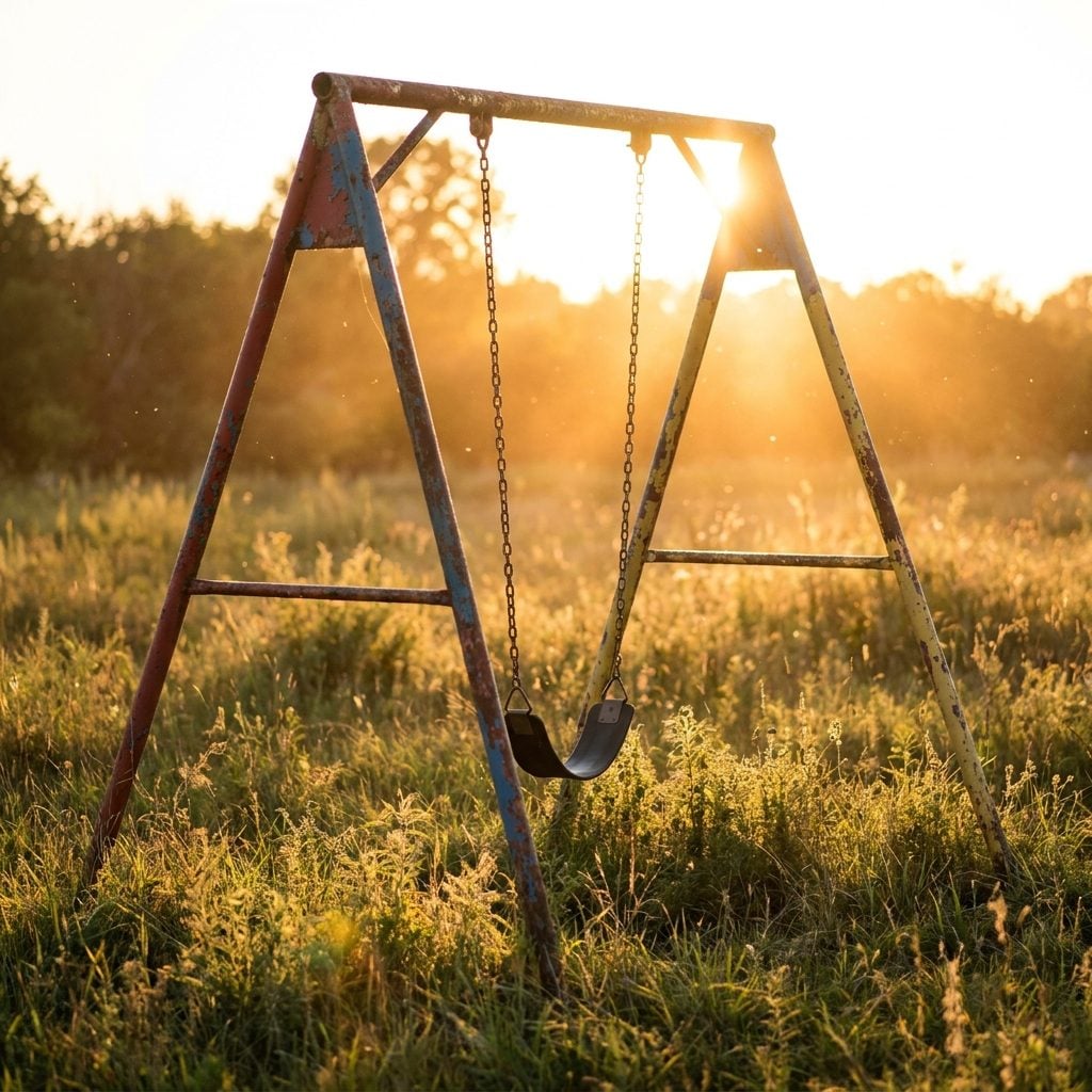 The Rusted Metal Swing Set That Came with the House