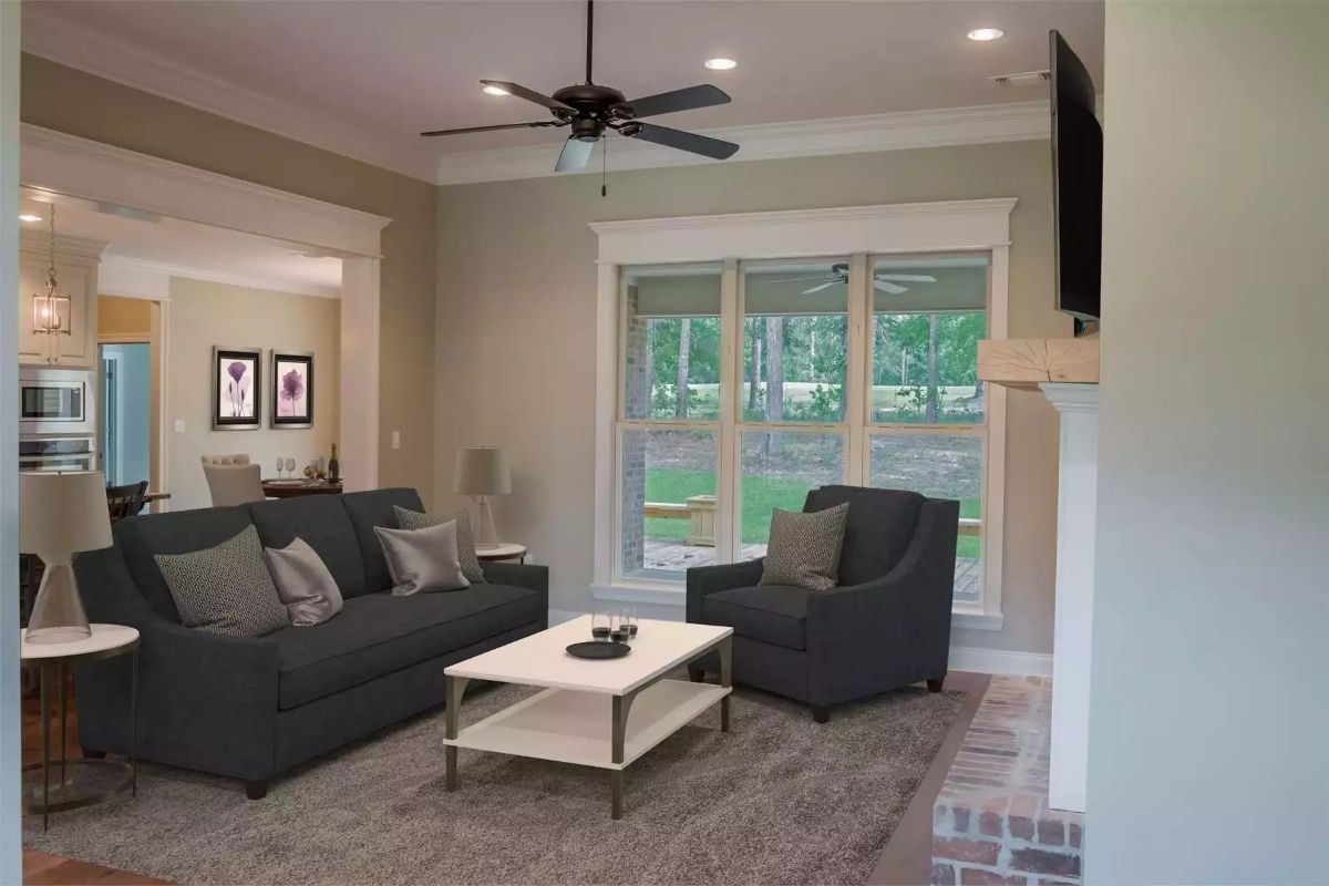 Charcoal Upholstery and a White Coffee Table That Actually Works