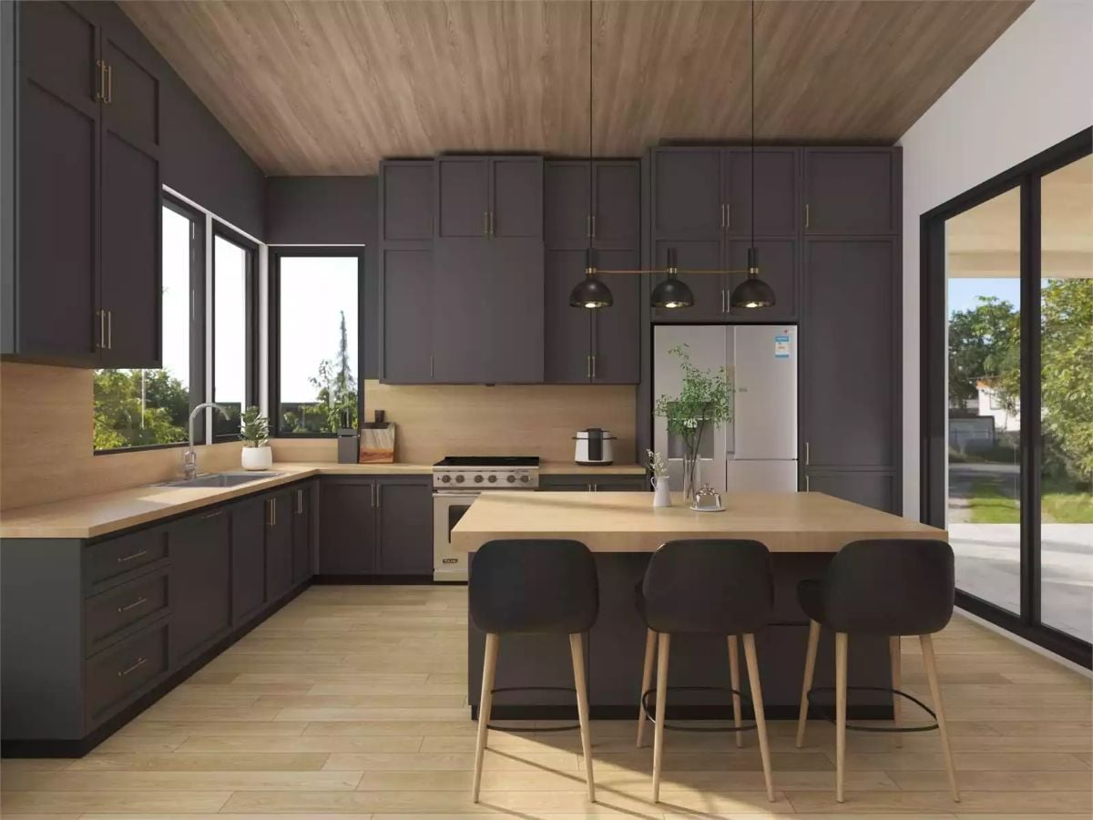 Dark Cabinets, Wood Counters, and Pendant Lights That Actually Belong Here