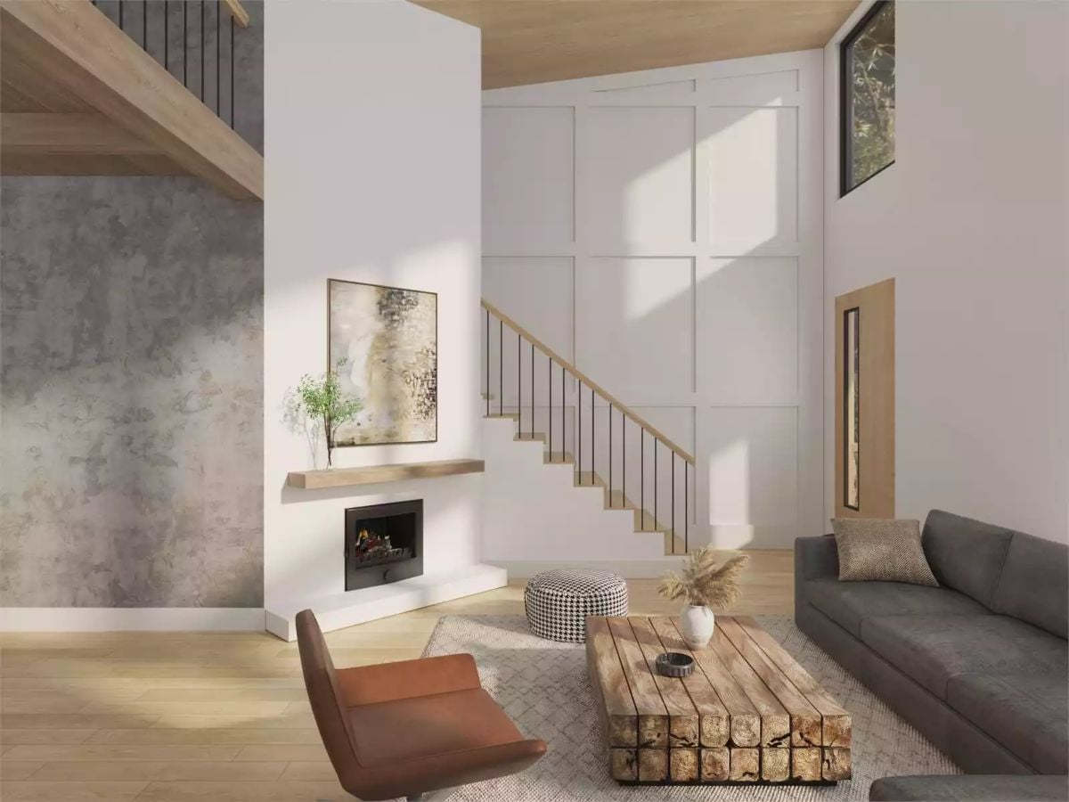 Stacked Stone, Stair Rail, and a Coffee Table That Earned Its Scars