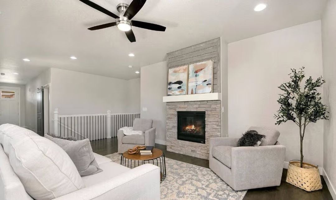 Stacked Stone Fireplace That Earns the Room's Attention