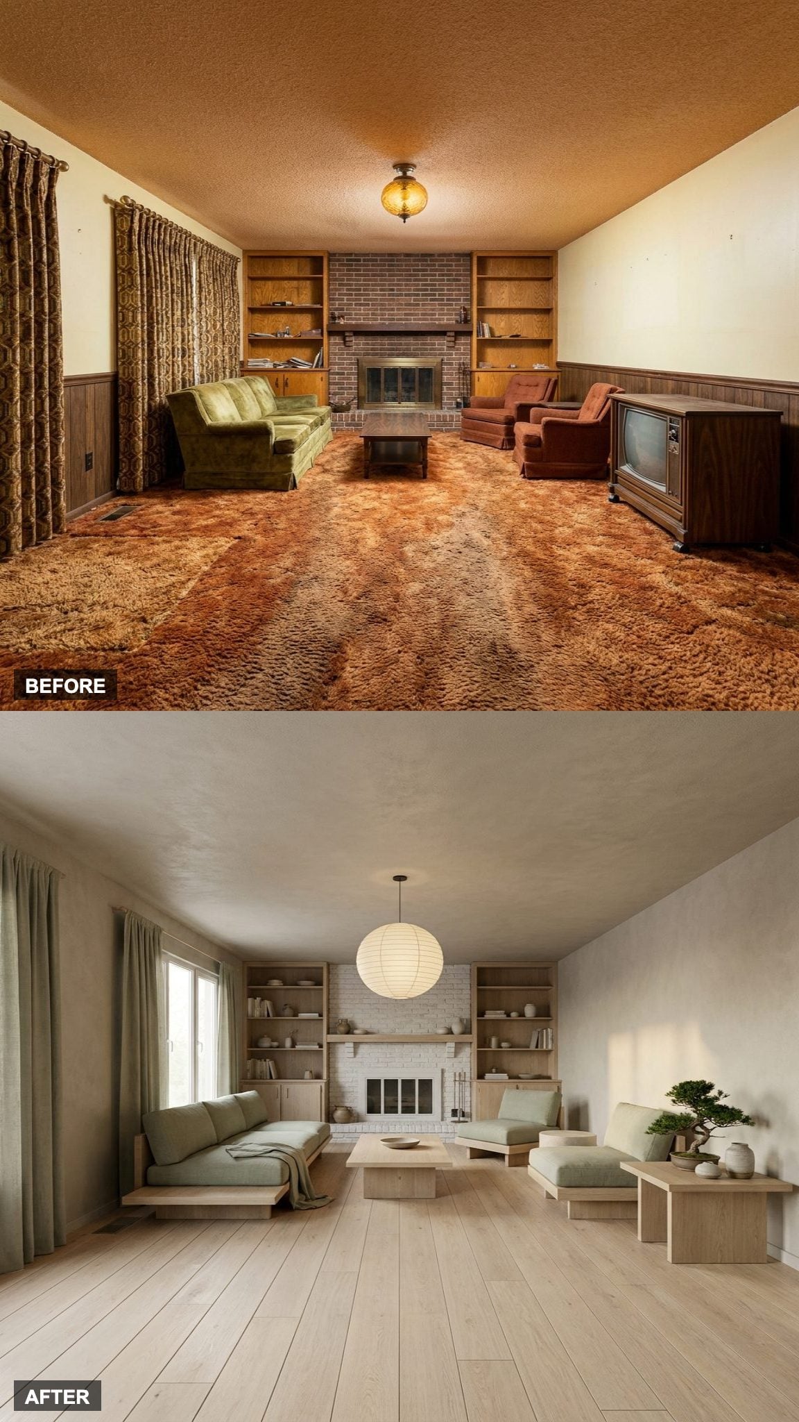 Scandi-Japandi Serenity with White Oak Floors, Warm Concrete, and Sage Linen