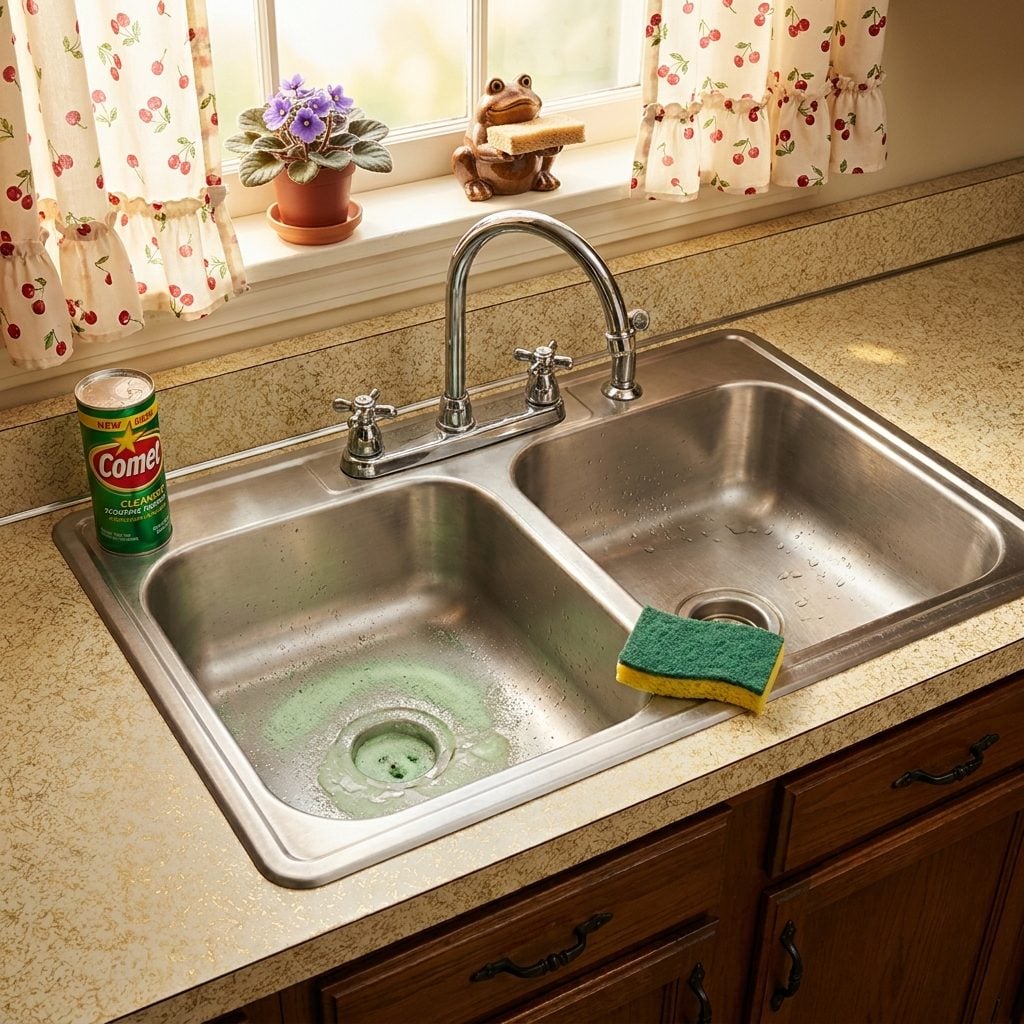 Scouring the Kitchen Sink With Comet Until It Turned Green in the Bowl