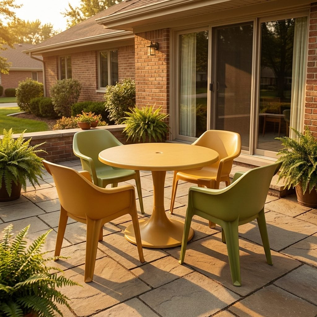 A Sears Fiberglass Patio Table and Four Chairs: Around $89 in 1973