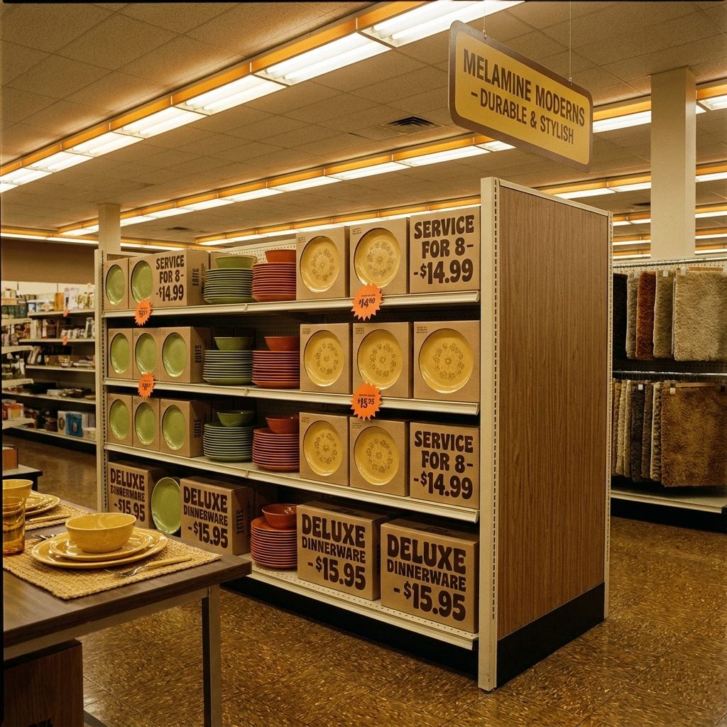 A Set of Melamine Dinnerware in Harvest Gold: Around $15 for Service for Eight