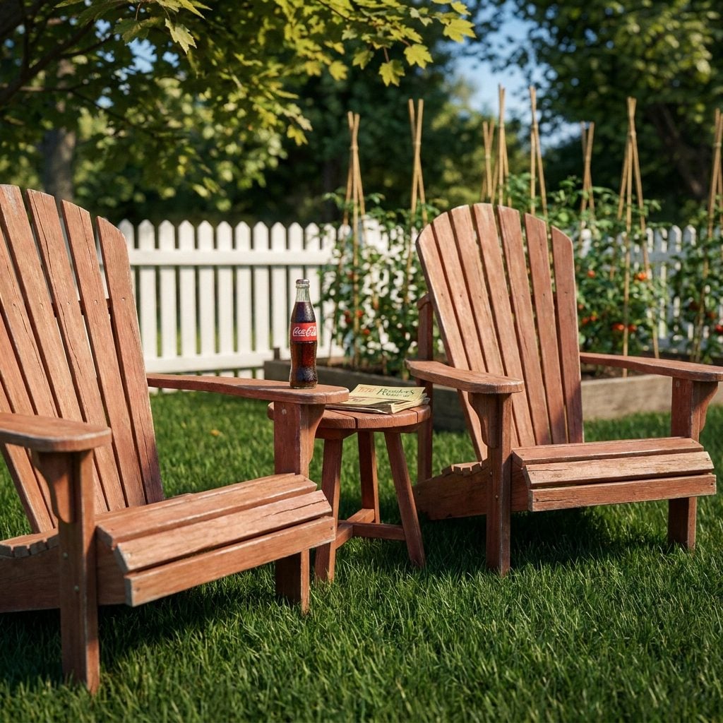 A Set of Redwood Adirondack Chairs: About $45 Each in 1976