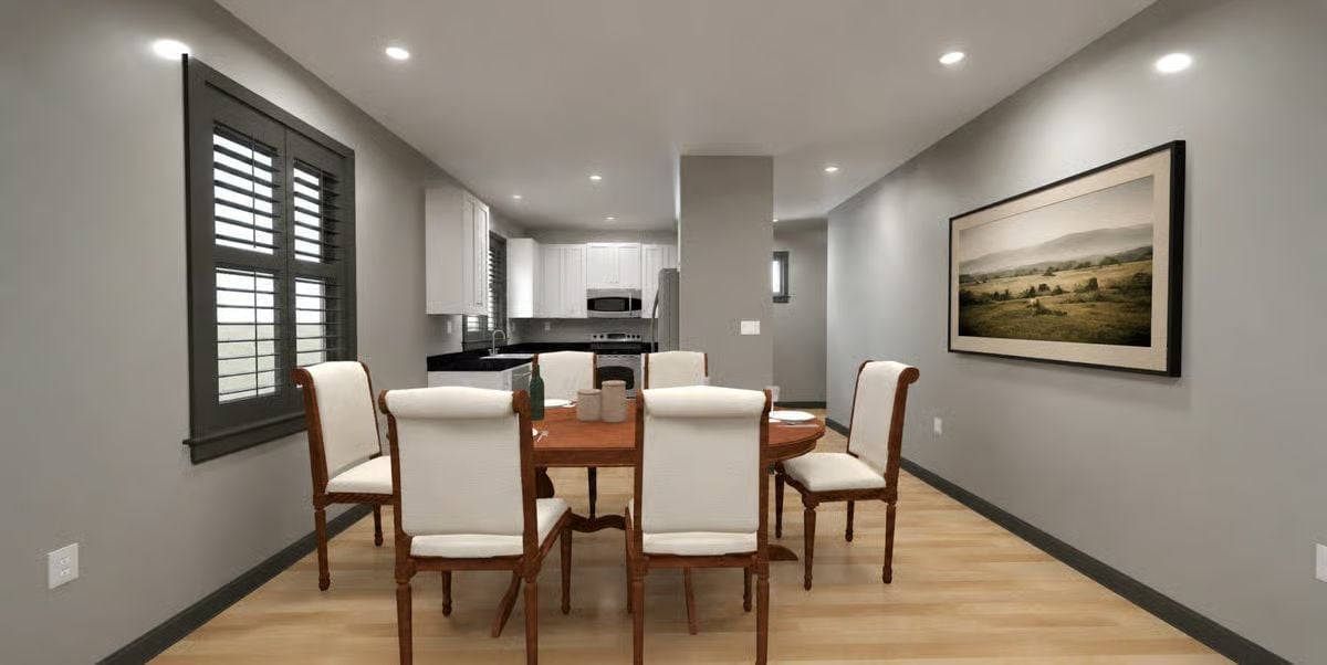 Oval Table, Eight Chairs, and a Kitchen You Can Actually See From Your Seat