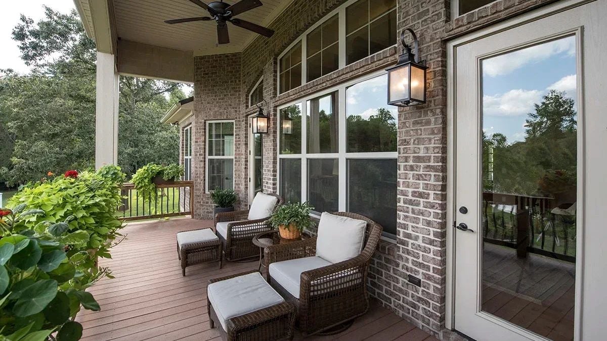 Ceiling Fan, Wicker Chairs, and a Covered Porch Built for Long Summer Evenings