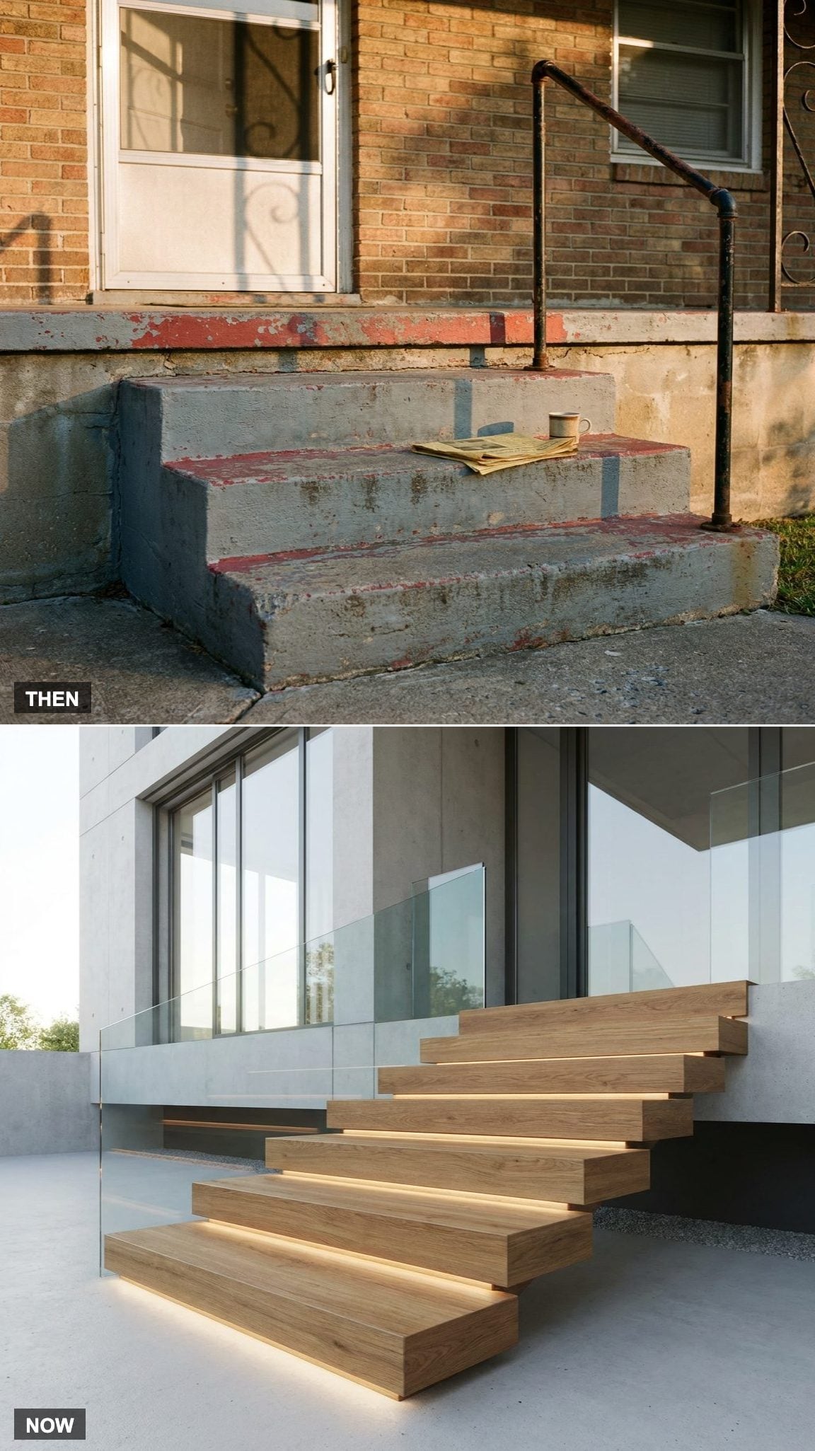 Simple Concrete Steps vs. Floating Entry Steps