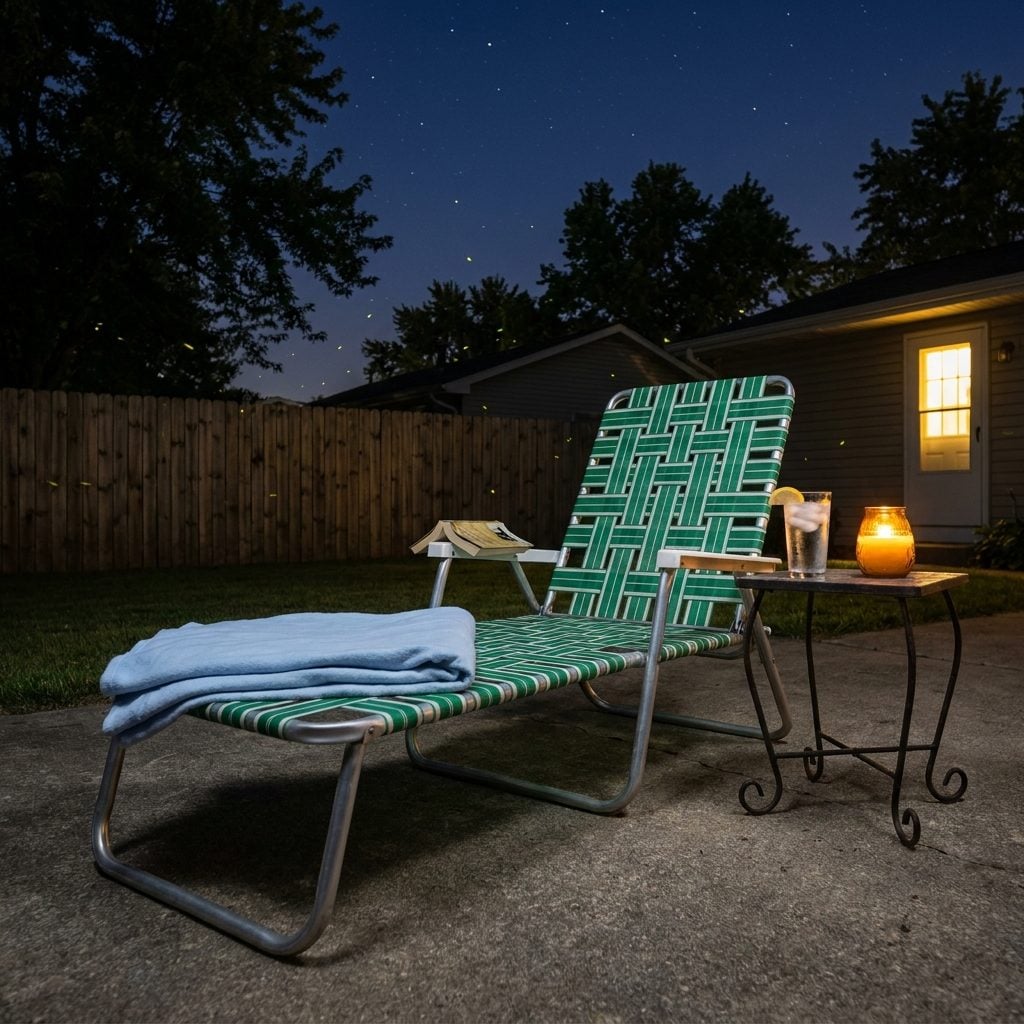 Sleeping in the Yard on the Aluminum Chaise