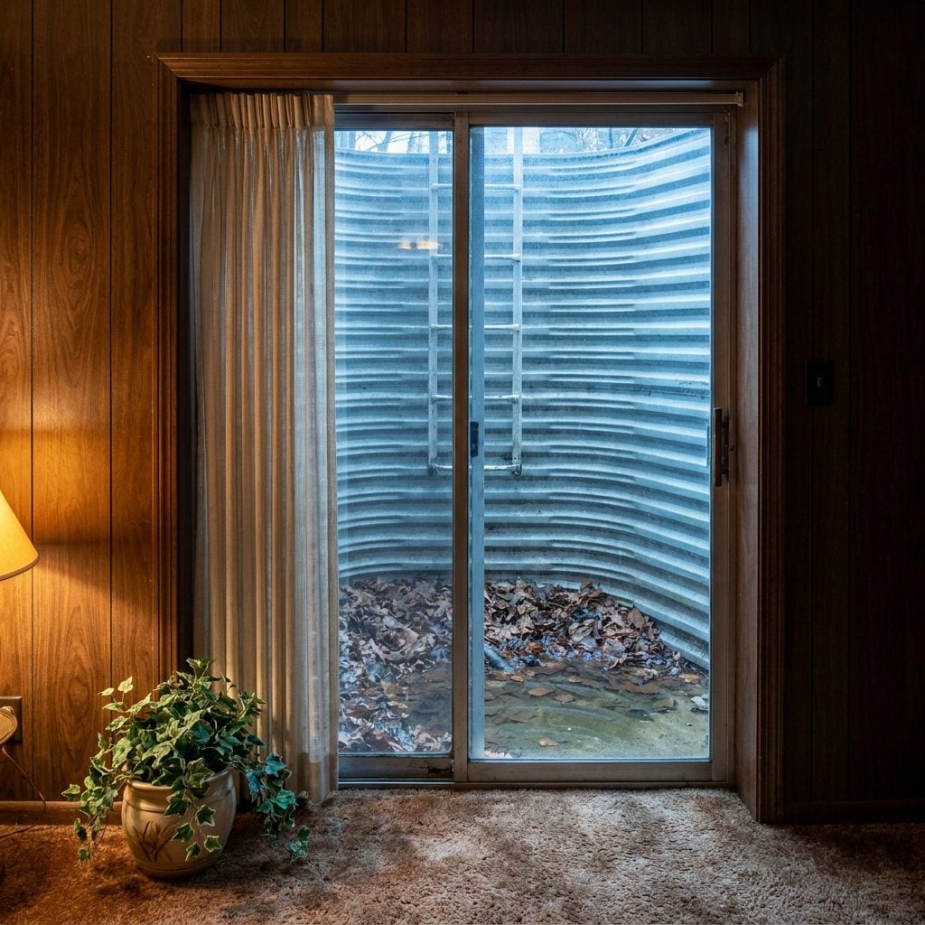 The Sliding Glass Door That Opened From the Paneled Rec Room Into a Concrete Window Well