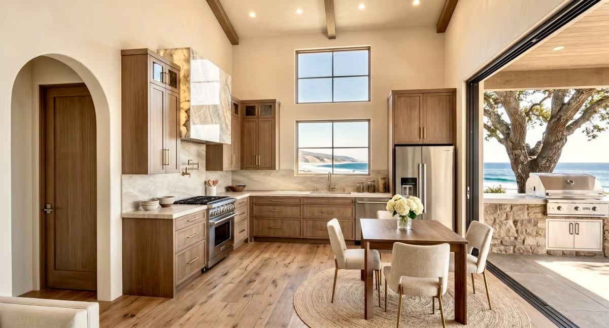 Ocean Views Through Every Window, Wood Cabinets That Mean Business