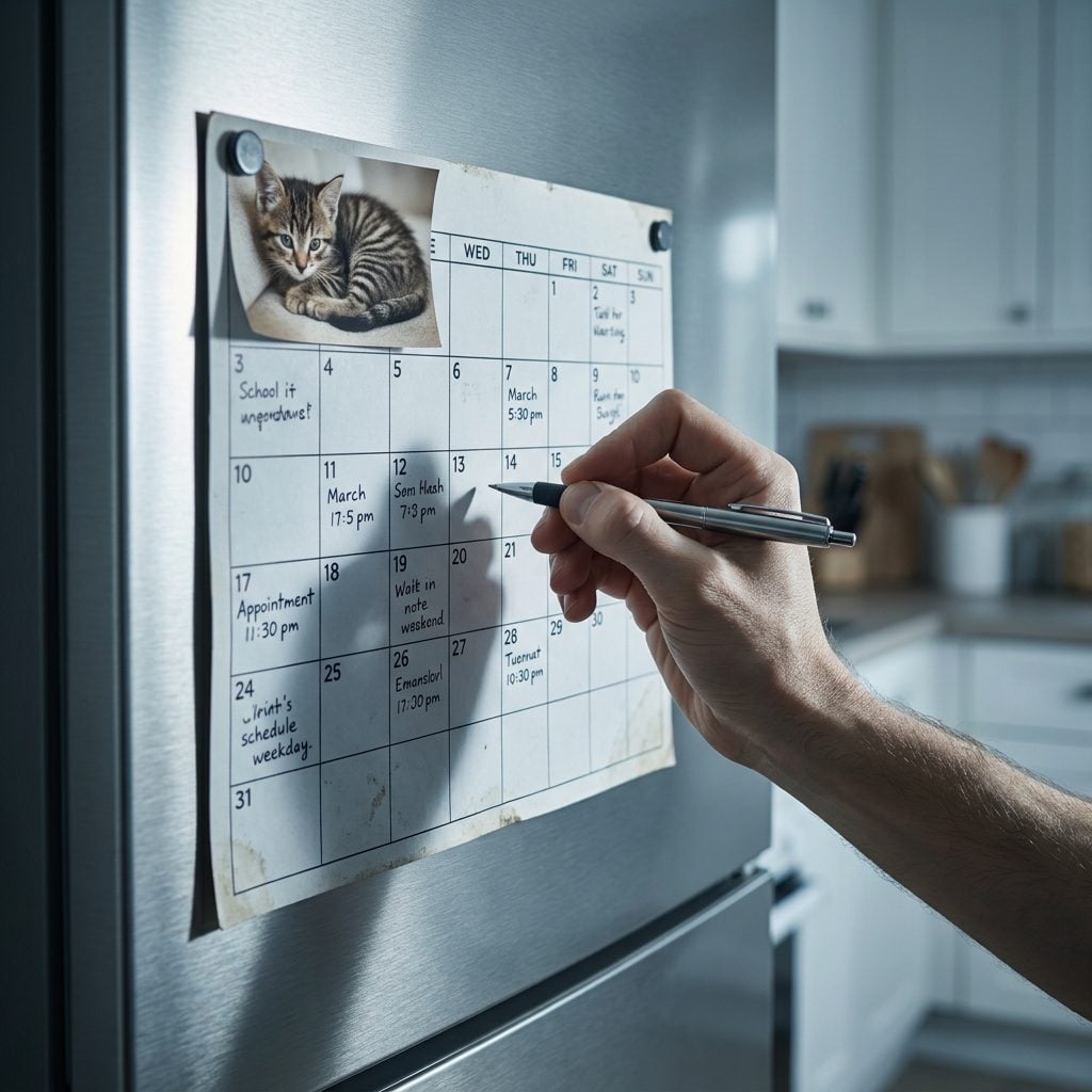 The Specific Dread of Spelling Out the Week's Schedule on the Kitchen Calendar