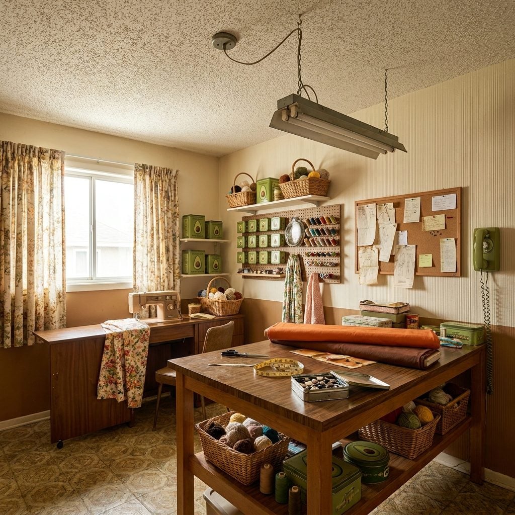 Stipple Ceiling Over the Sewing Room, Combed Walls Along Every Side
