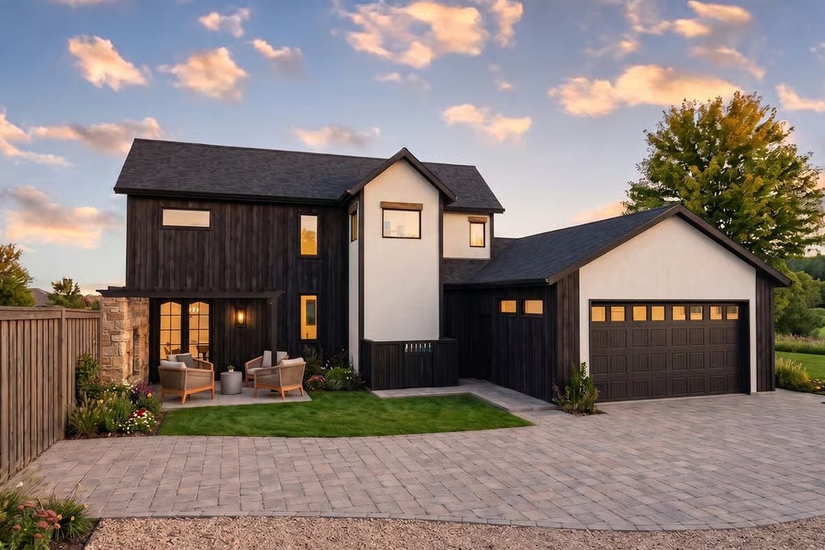 Dark Siding, Warm Light, and a Garage That Actually Fits Two Cars