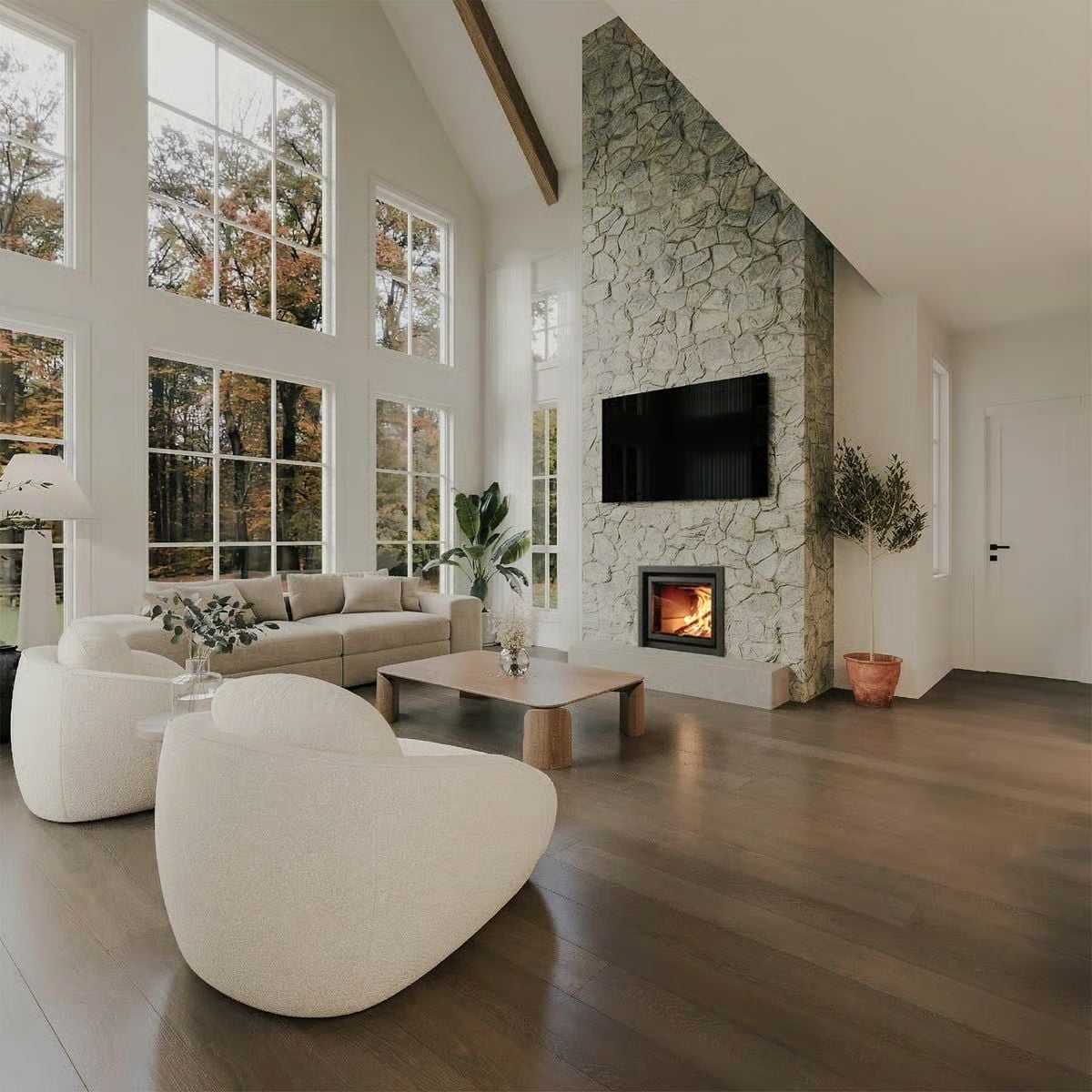 Floor-to-Ceiling Stone and a Fire That Means Business