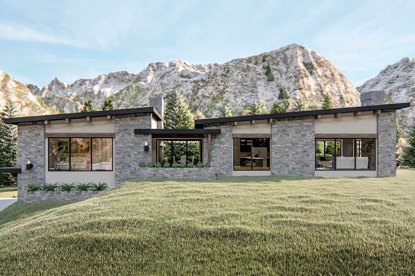 Summit Stone 3-Bedroom Modern Ranch with Courtyard Designed for Homeowners with a Deep Love for Wood, Stone, and Quiet Afternoons (Floor Plan)