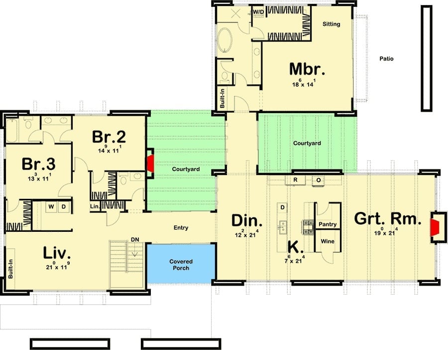 Floor Plan - Summit Stone 3-Bedroom Modern Ranch with Courtyard Designed for Homeowners with a Deep Love for Wood, Stone, and Quiet Afternoons