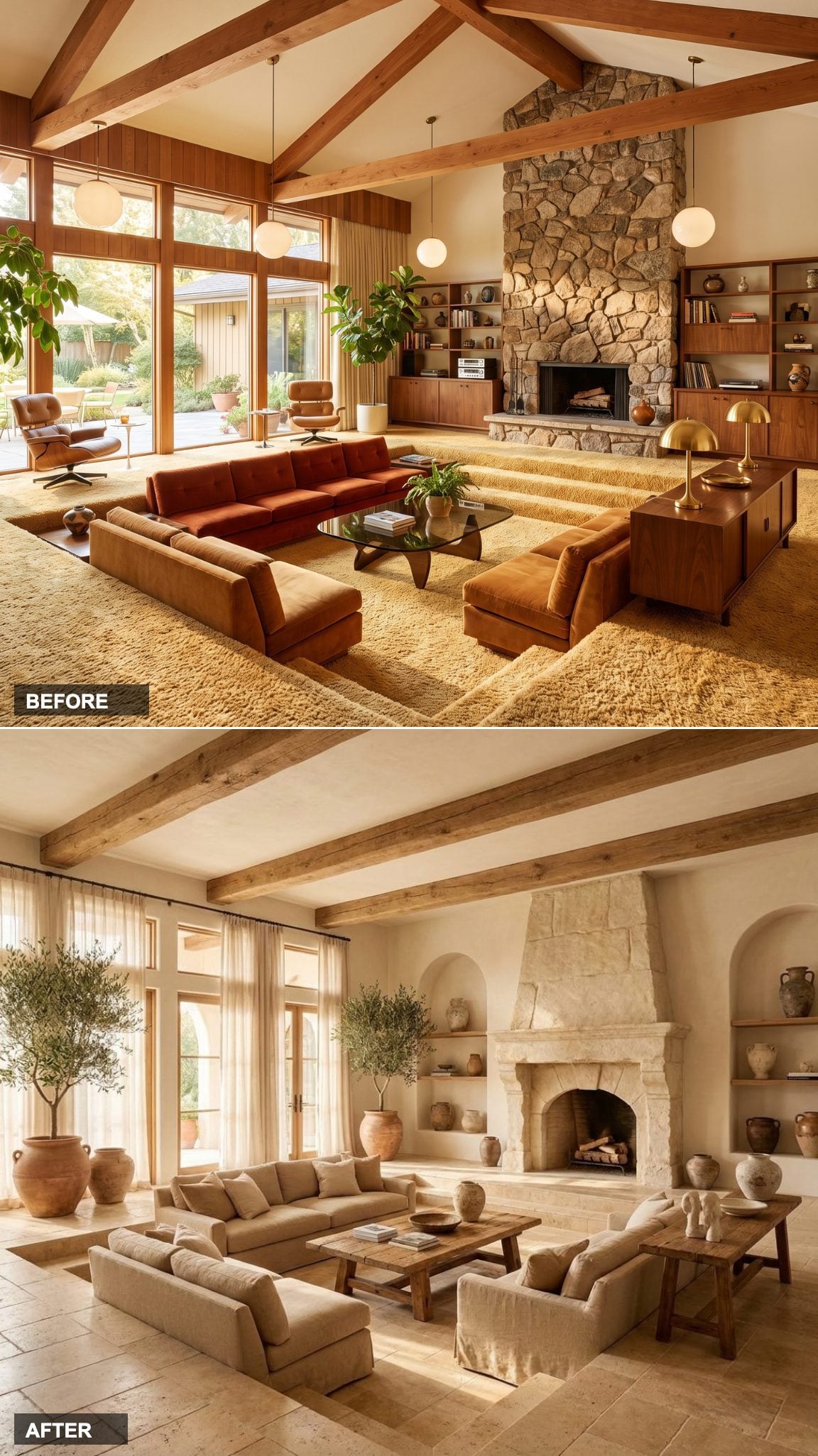 Sun-Drenched Mediterranean Villa with Limestone Fireplace and Roman Plaster Walls
