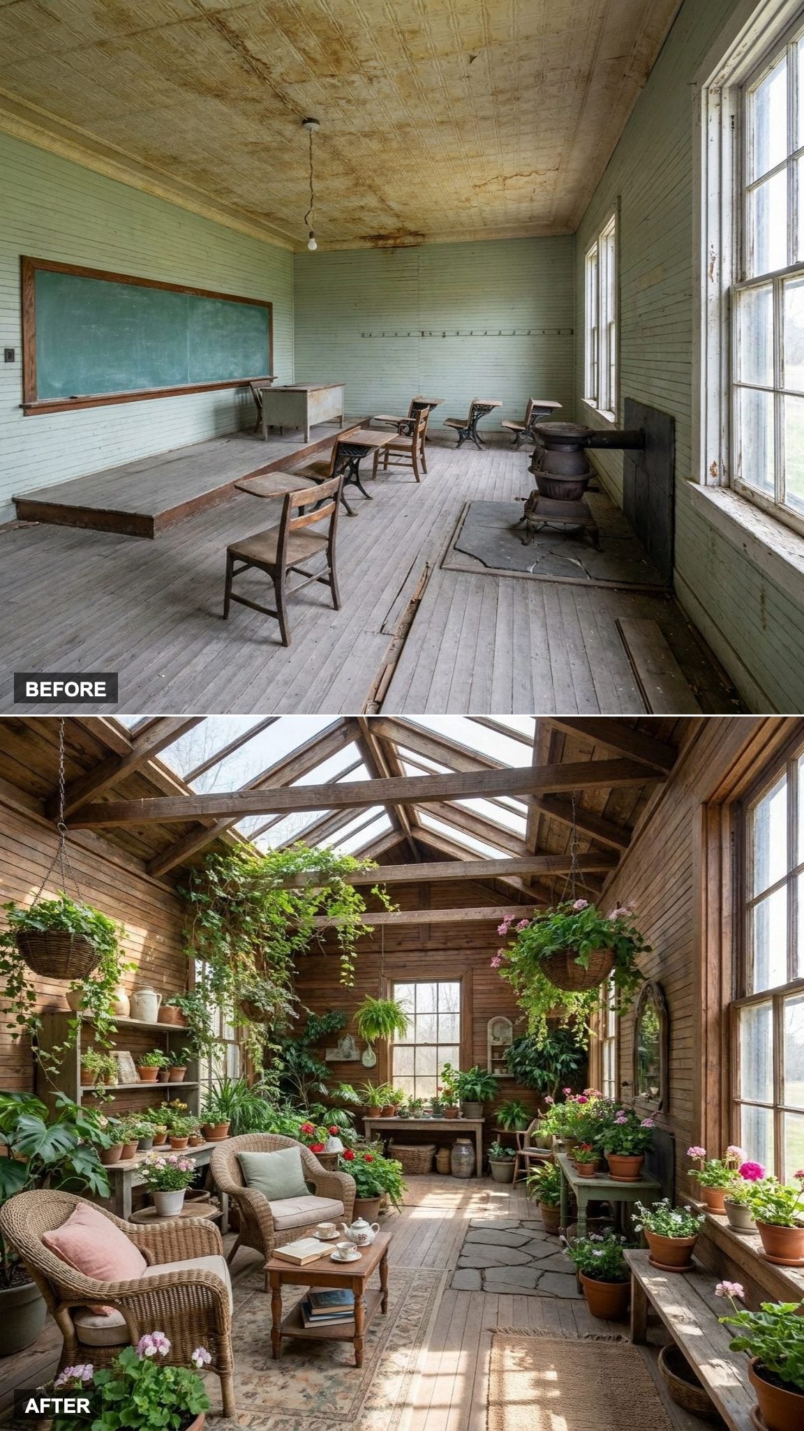 A Sunroom Full of Living Plants Turns the East-Facing Annex Into Something Between a Greenhouse and a Living Room