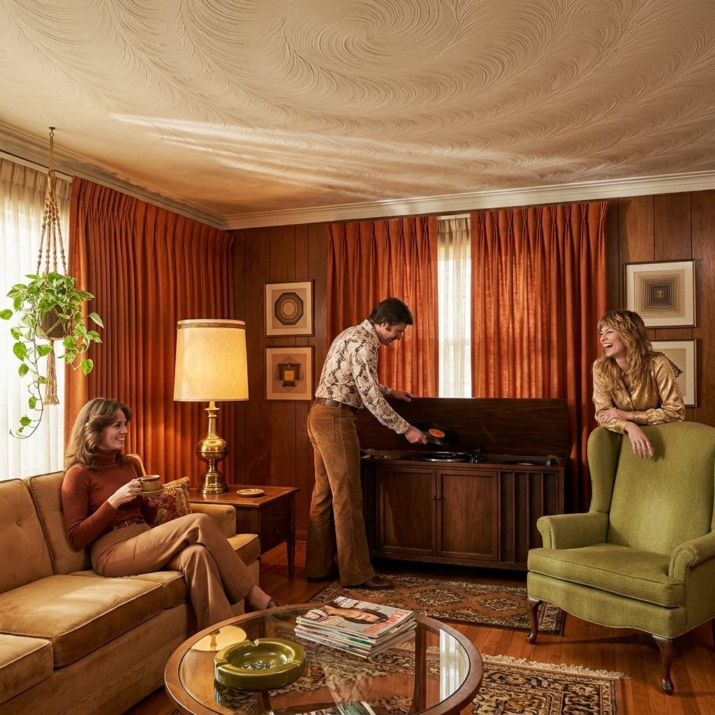 The Swirl-Textured Ceiling That Turned Every Living Room Into a Frosted Cake