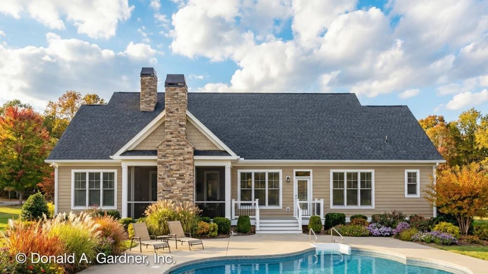 Stone Chimney, Screened Porch, and a Pool That Makes the Backyard Worth Coming Home To