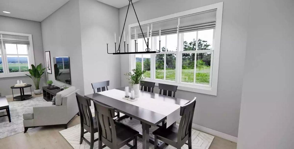 Candle-Style Chandelier Over a Dark Wood Dining Set Is a Pairing Worth Copying