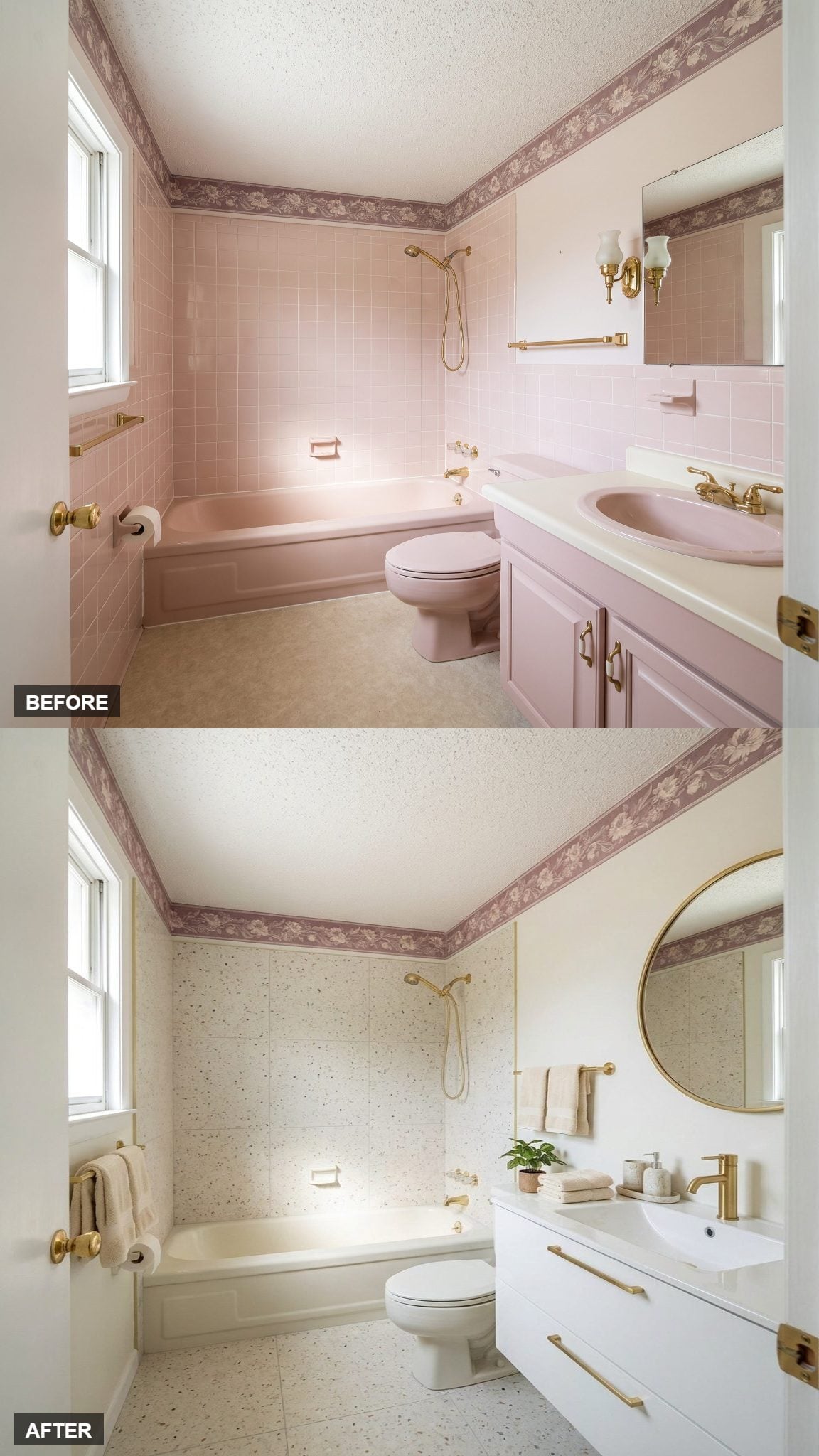 Terrazzo Modern in Light Speckle and Warm Brass