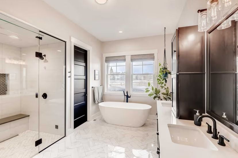 Freestanding Tub Centered Under a Window That Actually Earns Its Placement