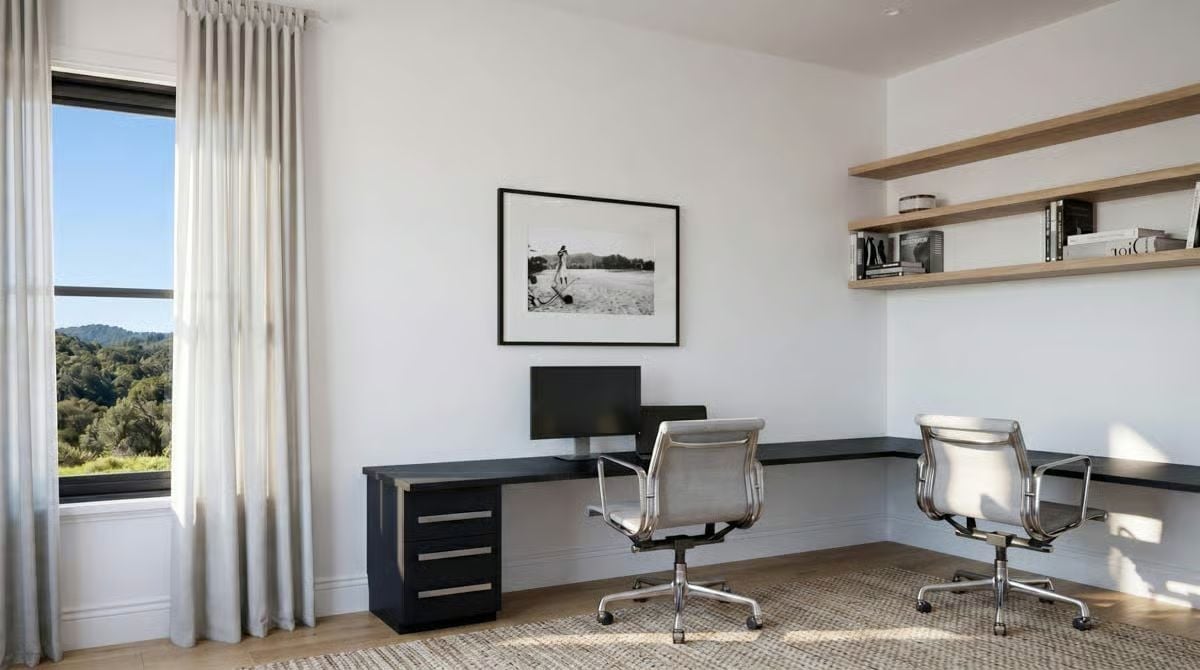 Eames Chairs, a Black Desk, and Shelves That Actually Hold Books