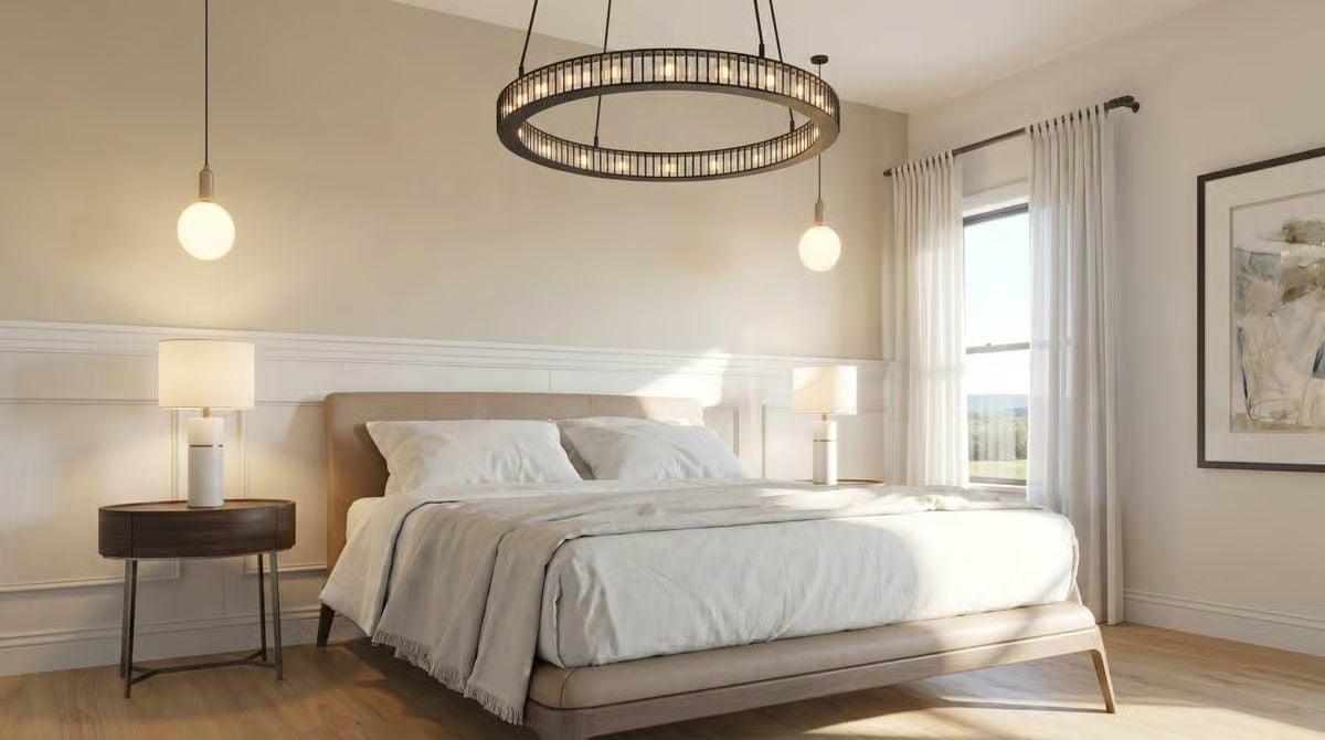 Ring Chandelier, Globe Pendants, and Linen Bedding That Earns Its Keep