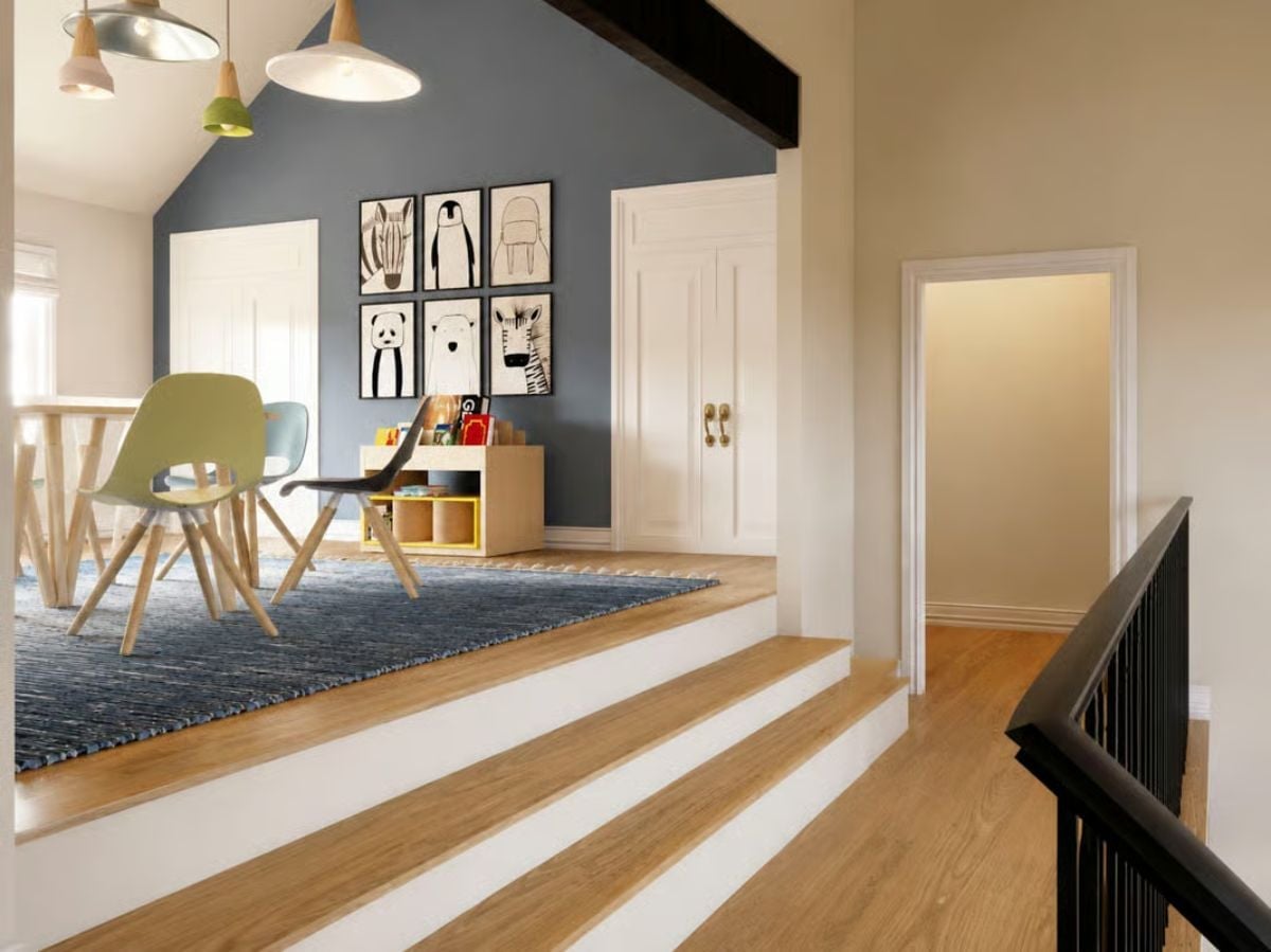Raised Playroom with Animal Prints and a Book Nook That Kids Will Actually Use