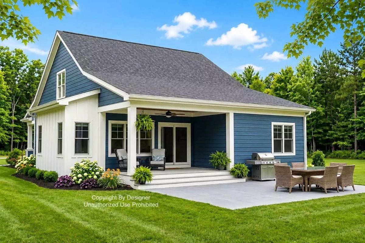 Blue Lap Siding and a Covered Porch Built for Long Summer Evenings